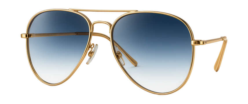 Blue light blocking aviator glasses with sleek gold metal frames.