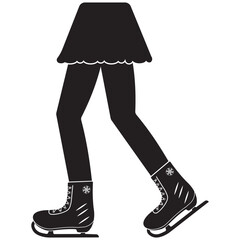 Silhouette of legs skating on ice at an ice rink. Vector logo illustration