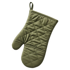 Olive green oven mitt isolated on transparent background, essential for kitchen safety during cooking and baking