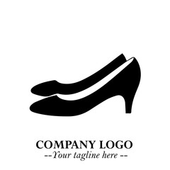 Flat Shoes Logo Symbol in Black on the White Background with Simple Elegant Footwear Design
