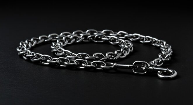 Heavy-duty silver chain leash, designed for strength and security during outdoor activities. The robust links provide excellent control and durability ,security ,holding ,interlocking