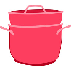 Vibrant Red Cooking Pot with Handles Transparent Background Minimalist Kitchenware Object for Culinary Use