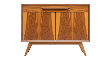 Vintage wooden cabinet isolated on transparent background, a stylish storage solution for any home decor