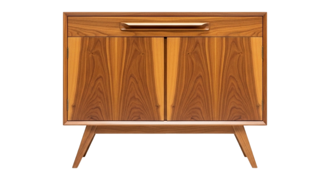 Vintage wooden cabinet isolated on transparent background, a stylish storage solution for any home decor