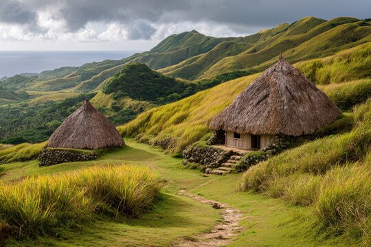 Nipa Hut in Batanes, Philippines. A Beautiful Countryside Adventure Amidst Rolling Hills