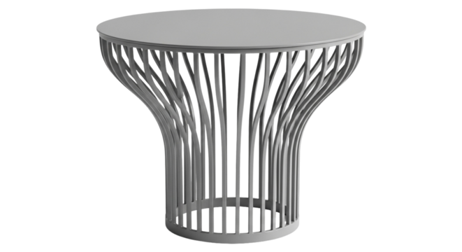 Modern metal wire side table with round top isolated on transparent background is perfect for any living space