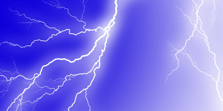 Blue background texture from marble stone texture for design. Natural cracks background. Massive lightning bolt with branches isolated on blue background. Branched lightning bolt. Electric bolt.