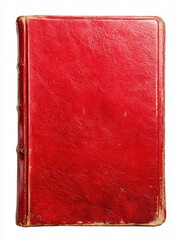 Old Paperback Book Cover. Red Vintage Blank Book with Textured Cover on White Background