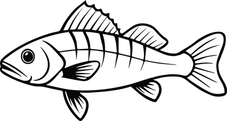 smallmouth bass outline vector for fishing and nature design