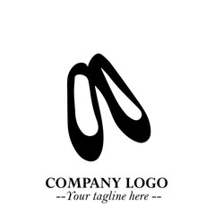 Flat Shoes Logo Symbol in Black on the White Background with Simple Elegant Footwear Design
