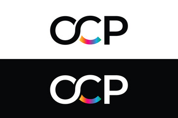 Creative abstract letter OCP logo with vibrant gradient curve representing modern branding and visual identity for diverse business concepts