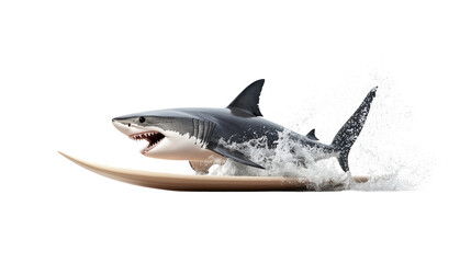 Fototapeta premium Shark surfing dynamic splash on transparent background