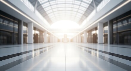 Fototapeta premium Bright and modern commercial interior with natural light illuminating the hallway