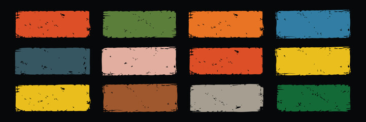 Retro grunge rectangles in a grid pattern with a vintage color palette and distressed texture