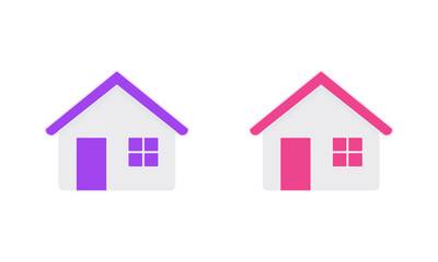 Obraz premium Colorful Modern Home Icon Set with Door, Window – Flat Design for Digital UI, Web, Real Estate Projects