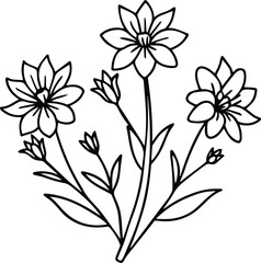 wildflower outline vector for botanical and decorative design
