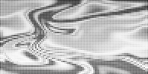 Fototapeta premium Grunge halftone gradient background. Faded grit noise texture. White and black sandy wallpaper. Retro pixelated backdrop. Anime or manga style comic overlay