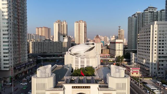 Lanzhou Mosque Aerial View, Gansu Province China Urban Landscape