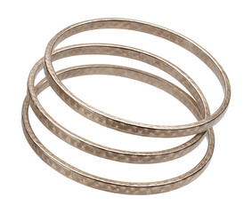 Hammered texture thin metal bangle set.
