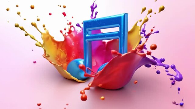 Vibrant splash of musical color with blue note in motion