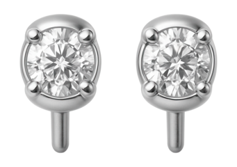 Silver stud earrings featuring a single cubic zirconia gem.