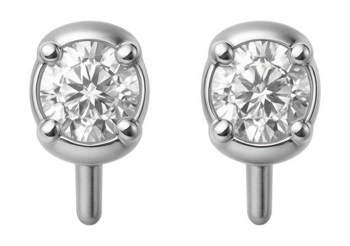 Silver stud earrings featuring a single cubic zirconia gem.