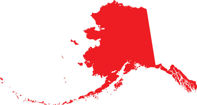 Red Silhouette Map of Alaska