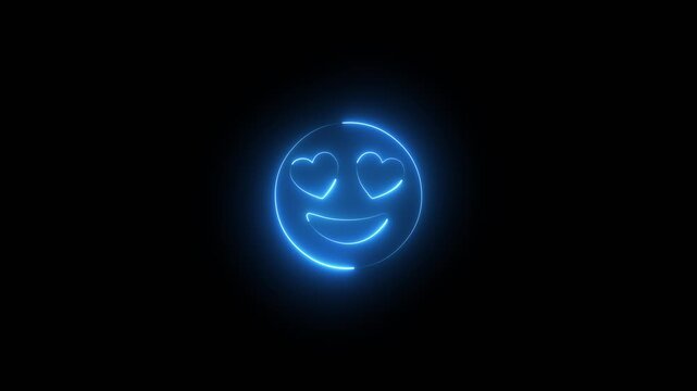 Neon emoji lovely face icon animation isolated on black background