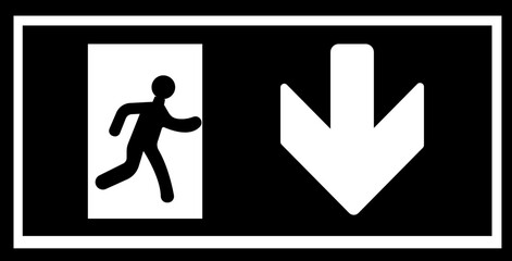 Emergency Exit Icon. Vector illustration of running man and exit door sign. Escape and evacuation symbol. Various exit sign isolated white background. Evacuation of people to safety.
