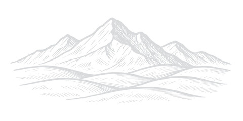 Vector illustration of a snowy mountain landscape with high peaks, ice, and winter nature