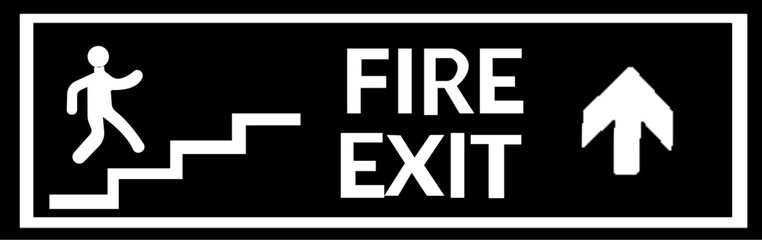 Emergency Exit Icon. Vector illustration of running man and exit door sign. Escape and evacuation symbol. Various exit sign isolated white background. Evacuation of people to safety.