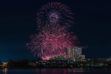 埠頭から望むFukuoka東区花火大会