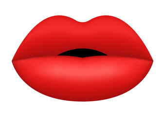 Illustration of red lips isolated on transparent background, a symbol of love