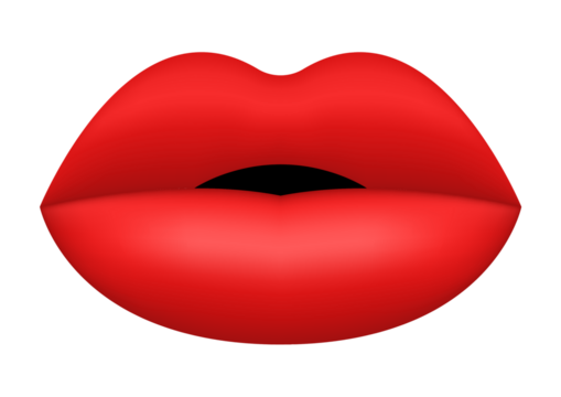 Illustration of red lips isolated on transparent background, a symbol of love