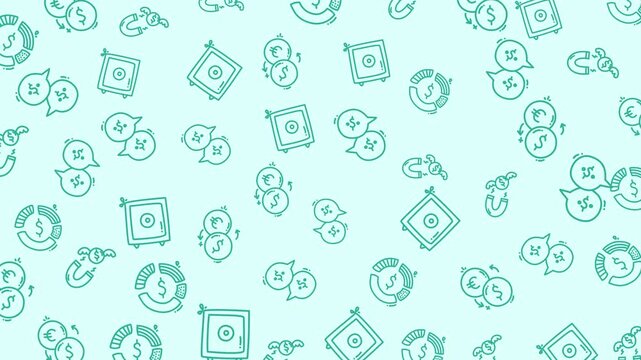 Blue background adorned with playful doodles of money symbols. Perfect for finance related designs, presentations, and financial planning concepts.