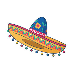 Cartoon Cactus Wearing Sombrero on Clean Vector Design With White Background Suitable For Festive Celebrations