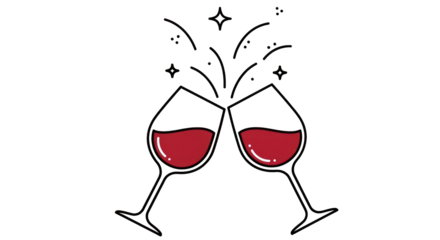 Two wine glasses toasting isolated on transparent background