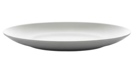 Shallow white bowl isolated on transparent background, ideal for serving soups, salads, or showcasing culinary creations