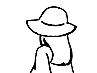 帽子を被った女性の後ろ姿