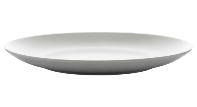 Shallow white bowl isolated on transparent background, ideal for serving soups, salads, or showcasing culinary creations - Powered by Adobe