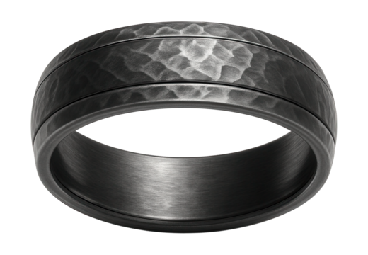 Textured ring set with a darkened silver finish.