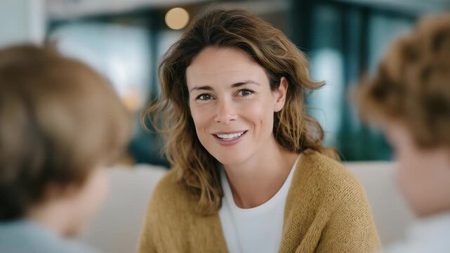 Friendly insurance advisor explaining health and life coverage to young family at home, symbolizing long-term protection, client education, responsible financial guidance, and high-quality