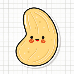 Cute smiling cashew nut cartoon character sticker
