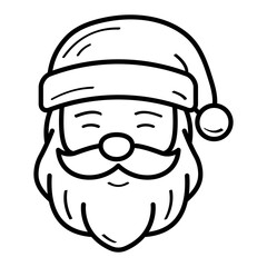 An illustration depicting a black icon of Santa Claus' attributes, his belongings, on a white background.