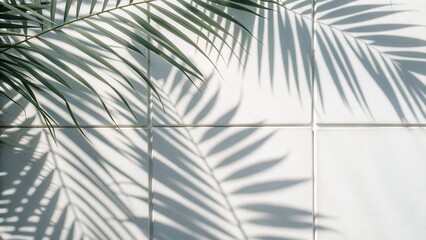 Elegant tropical leaves shadow pattern with lush greenery and natural sunlight creating a vibrant, eco-friendly botanical background for outdoor decor and design
