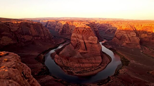 Capturing the immense scale and intricate geological formations of a desert canyon, showcasing towering sandstone cliffs carved by millennia of erosion.