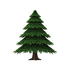 Fototapeta premium Stylized Green Evergreen Tree Illustration Isolated on Black perfect for Graphic design, website banner, winter themes,