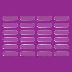 Twenty four shiny oblong buttons displayed on deep purple background creates a neat grid array