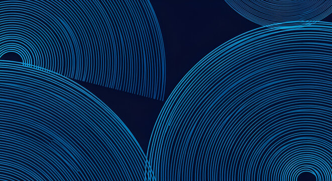 Abstract blue concentric circles on dark background - Powered by Adobe