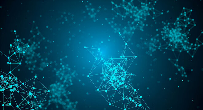 Abstract Blue Network of Connected Dots and Lines connection